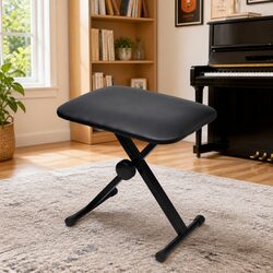 Adjustable Piano Keyboard Stool Foldable Music Bench X-Frame Black