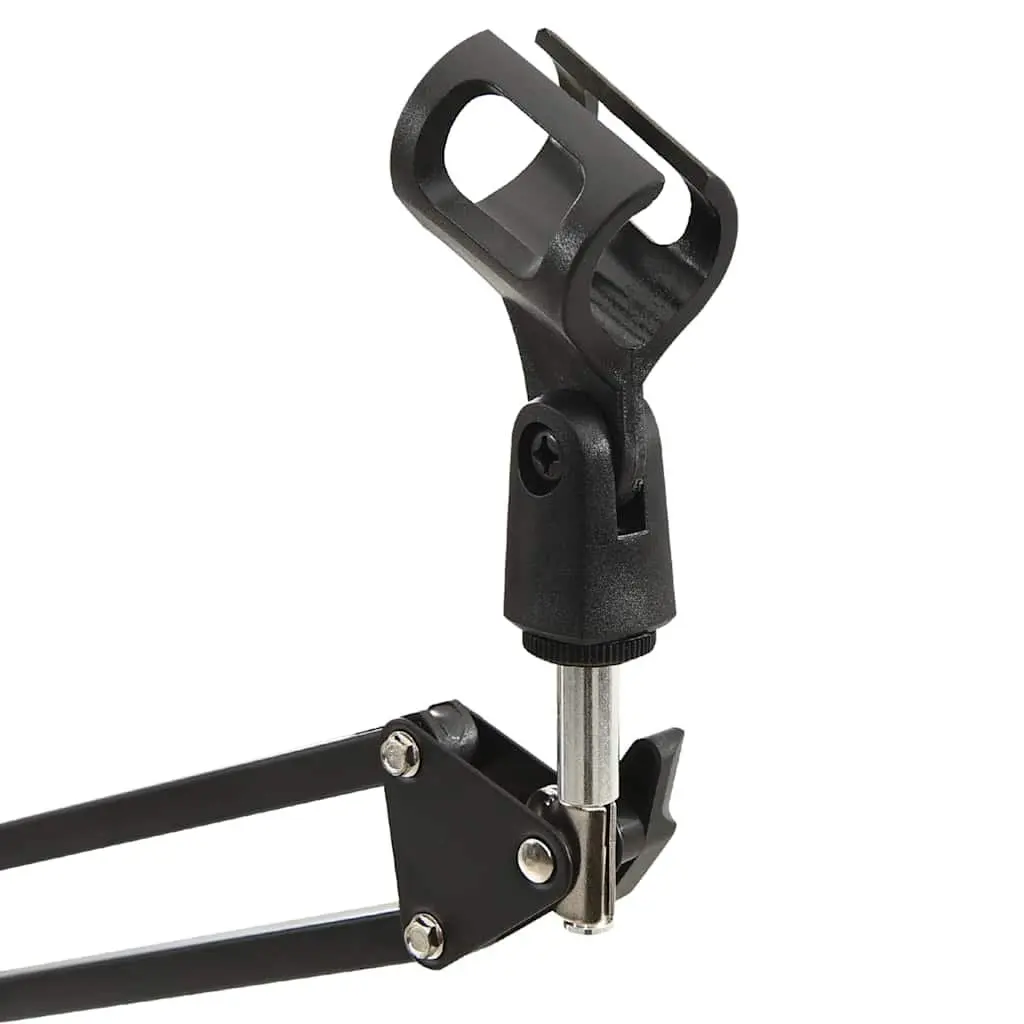 Adjustable Scissor Arm Microphone Stand Black Steel Table Clamp Desktop Use