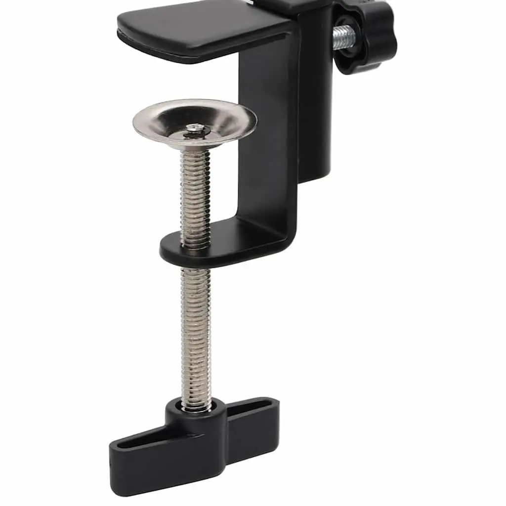 Adjustable Scissor Arm Microphone Stand Black Steel Table Clamp Desktop Use