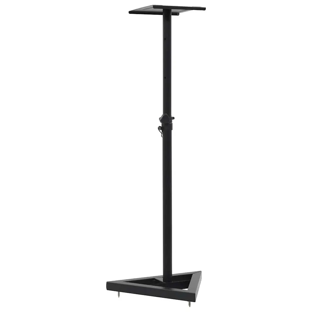 Speaker Stands Studio Monitor Adjustable Height 2pcs Black Steel Triangular Base
