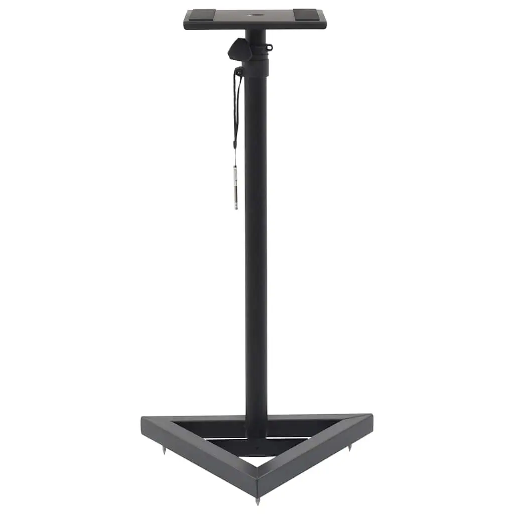 Speaker Stands Studio Monitor Adjustable Height 2pcs Black Steel Triangular Base