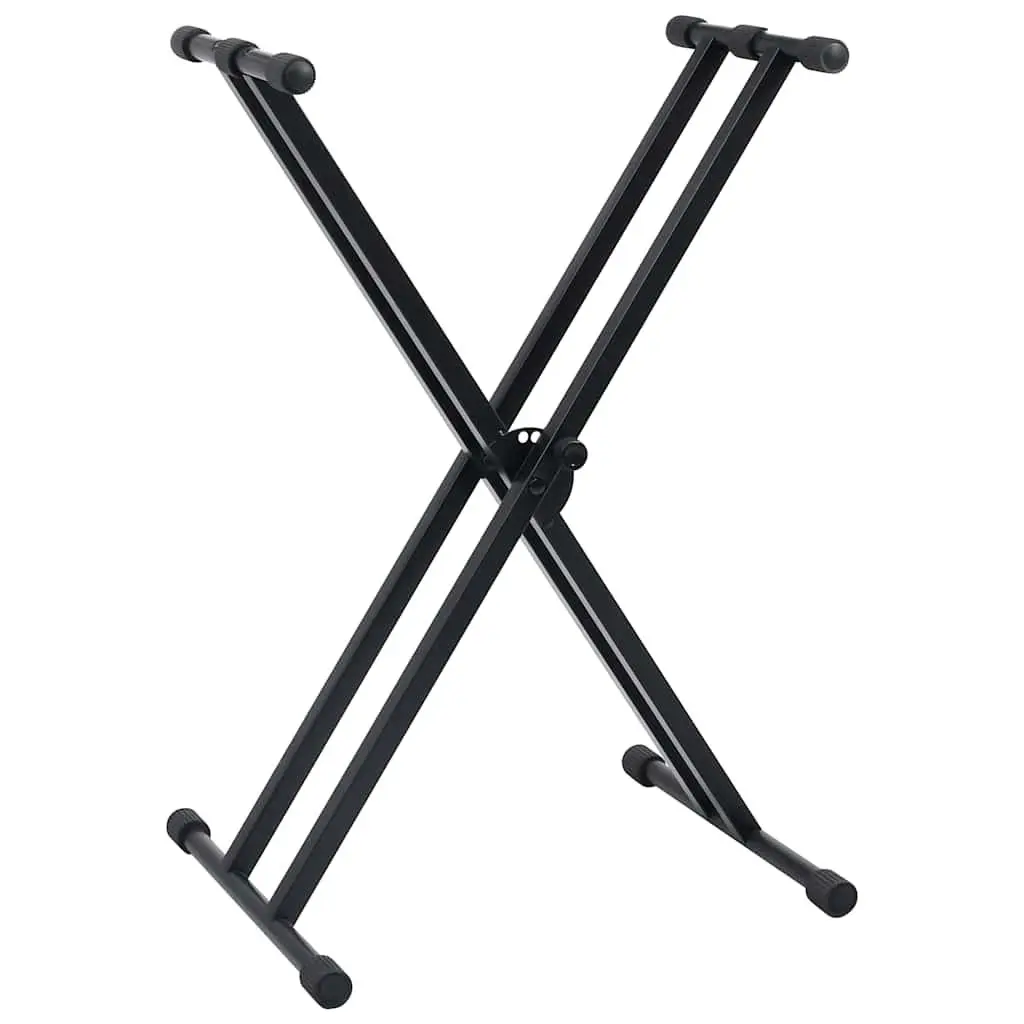 Adjustable Keyboard Stand and Stool Set for Music Performance Black Foldable
