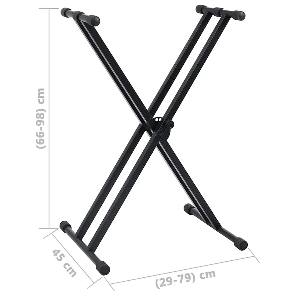 Adjustable Keyboard Stand and Stool Set for Music Performance Black Foldable