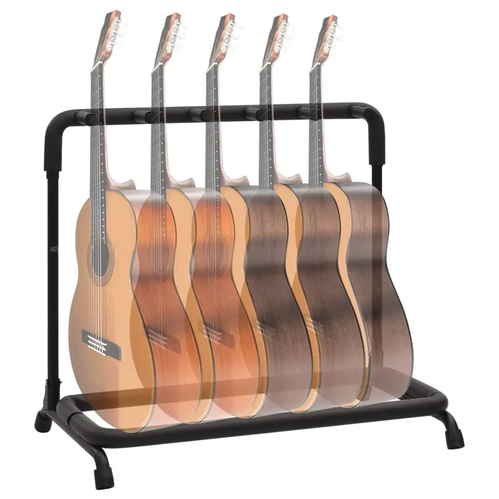 Guitar Stand 5 Section Folding Steel Frame Storage Holder Black