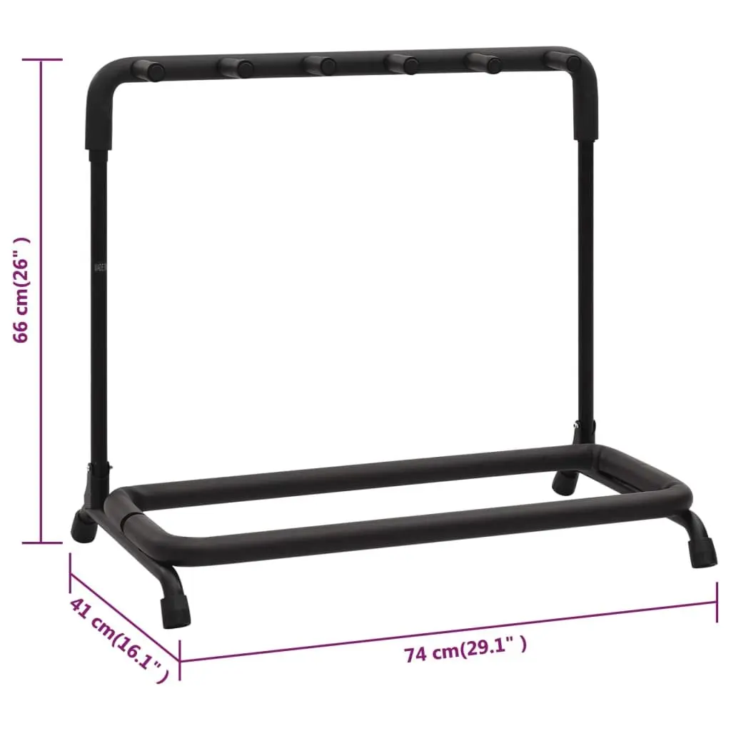 Guitar Stand 5 Section Folding Steel Frame Storage Holder Black