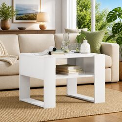 Warm and Practical White Rectangular Coffee Table