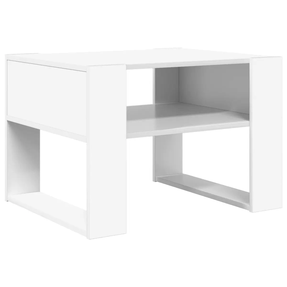 Coffee Table with Storage White Rectangular Living Room Furniture Engineered