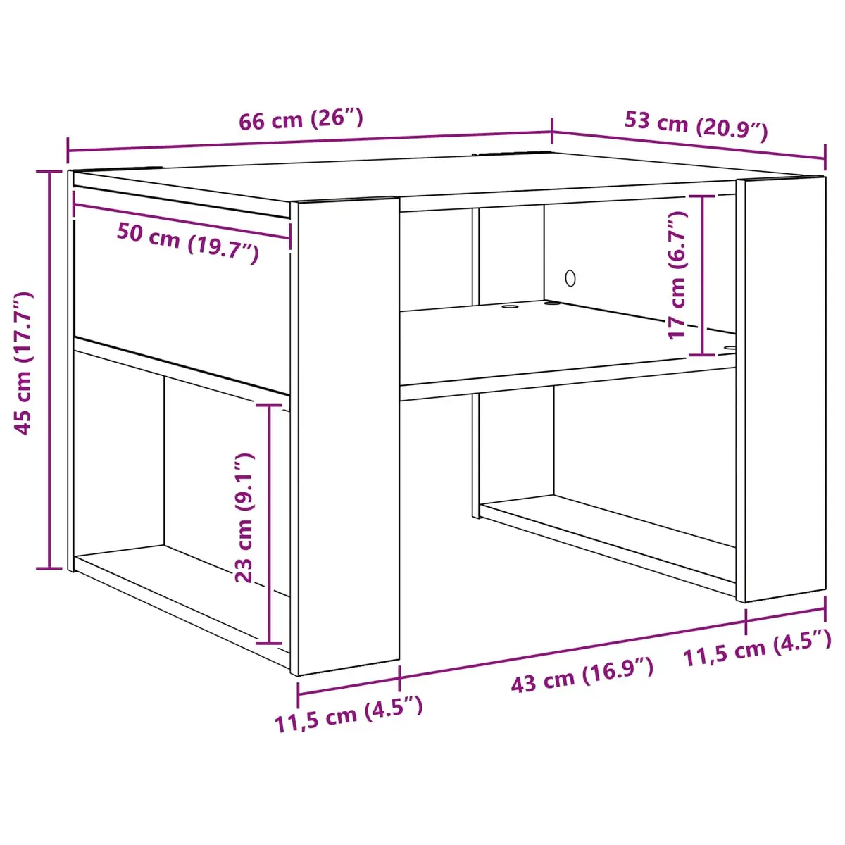 Coffee Table with Storage White Rectangular Living Room Furniture Engineered