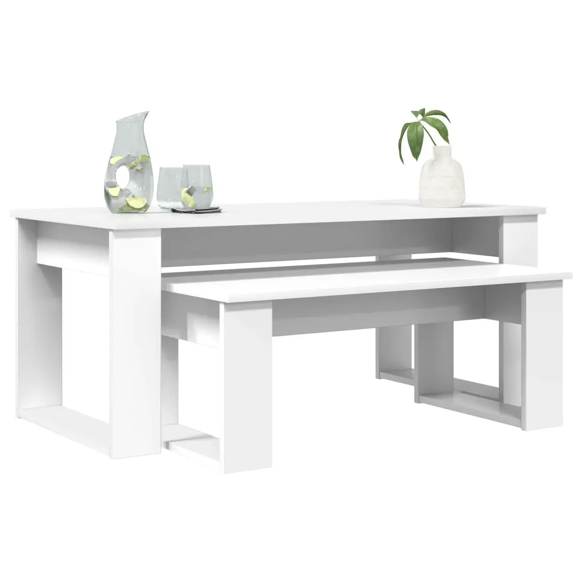 Coffee Table Set 2 Pieces White Modern Lounge Living Room