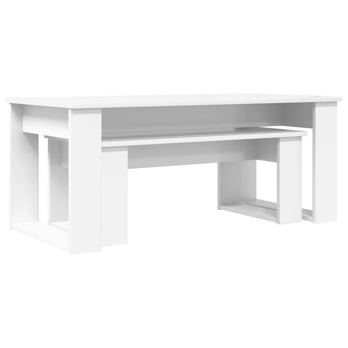 Coffee Table Set 2 Pieces White Modern Lounge Living Room