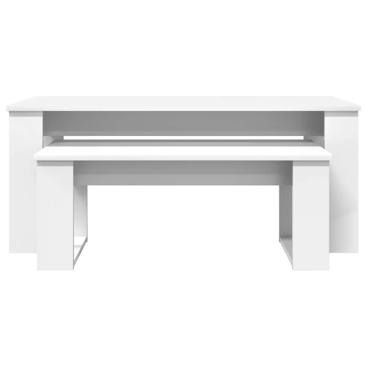 Coffee Table Set 2 Pieces White Modern Lounge Living Room