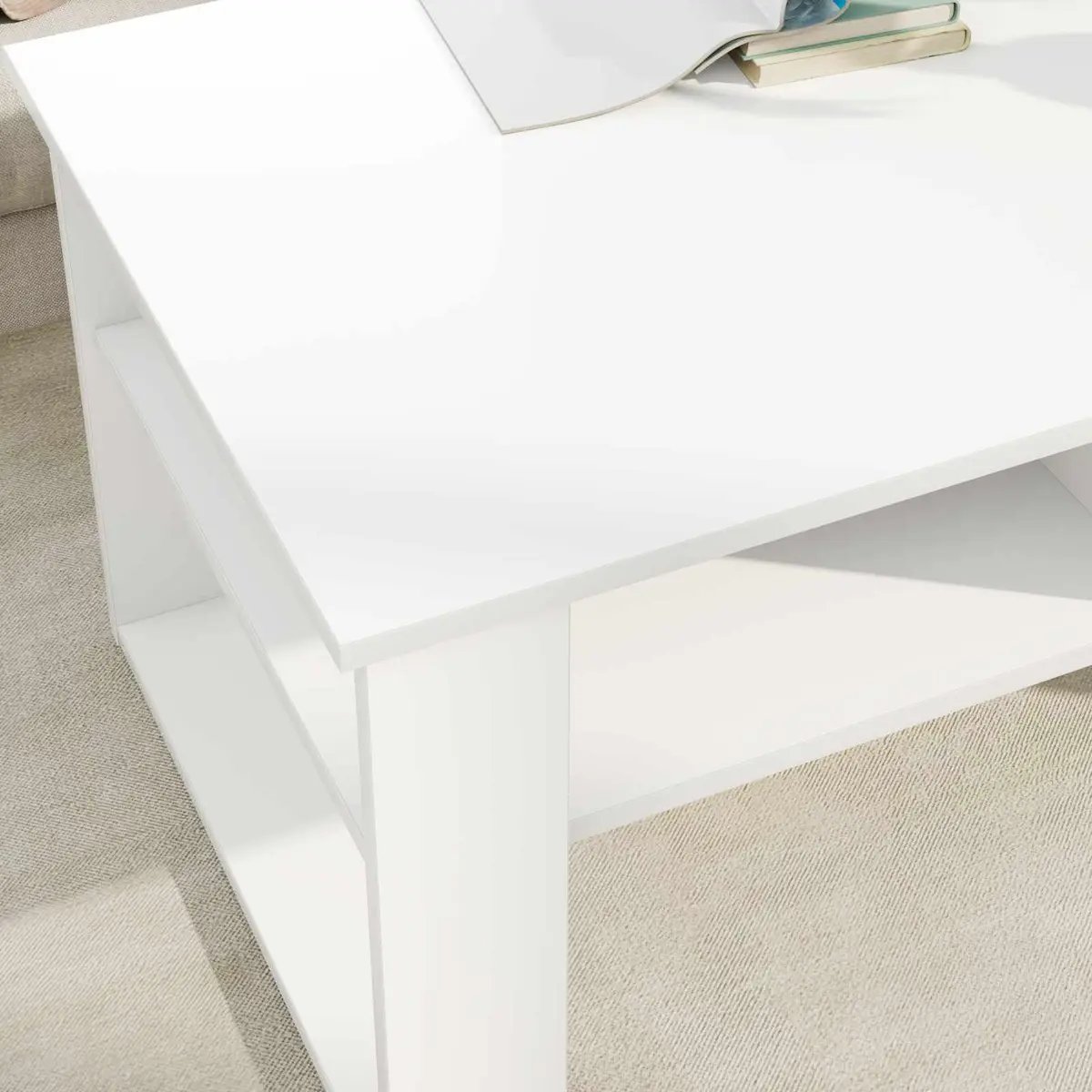 Coffee Table Modern Living Room Furniture 96x54x44cm White