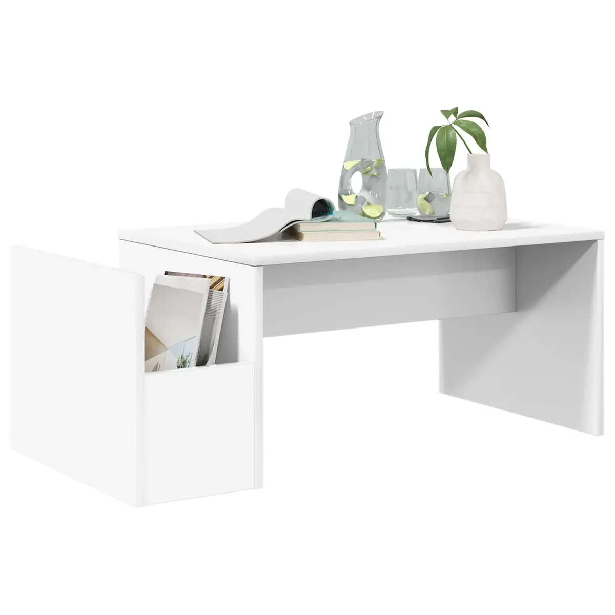 Coffee Table White Rectangular Modern Living Room Accent Furniture 90x45x35cm