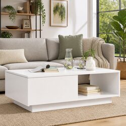 Reliable White Coffee Table with Convenient Storage Space