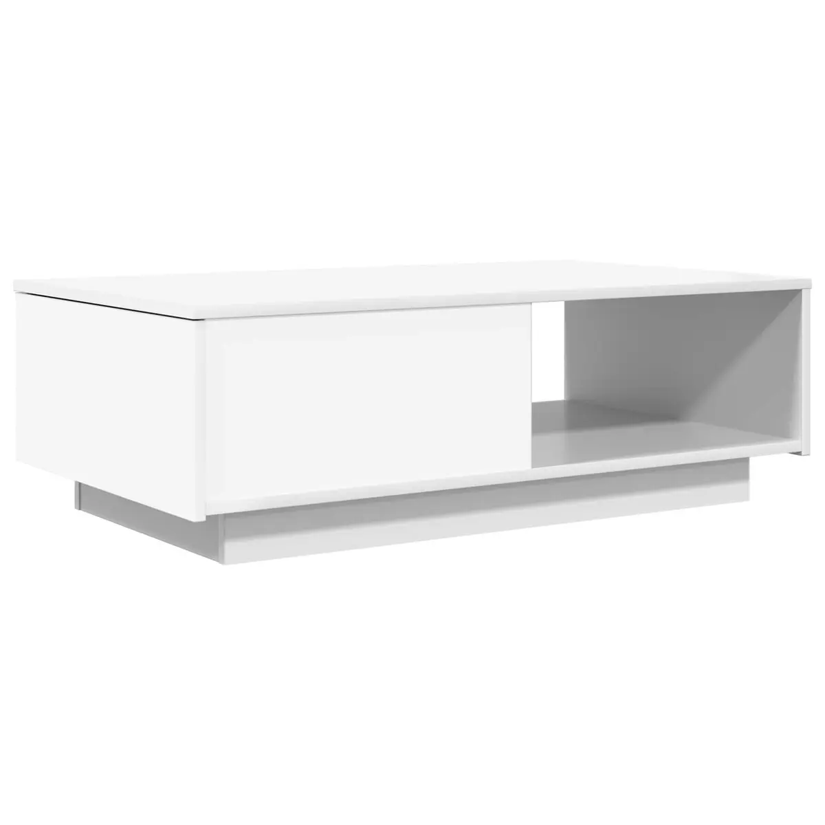 Coffee Table with Drawer White Rectangular Living Room Accent Furniture Storage