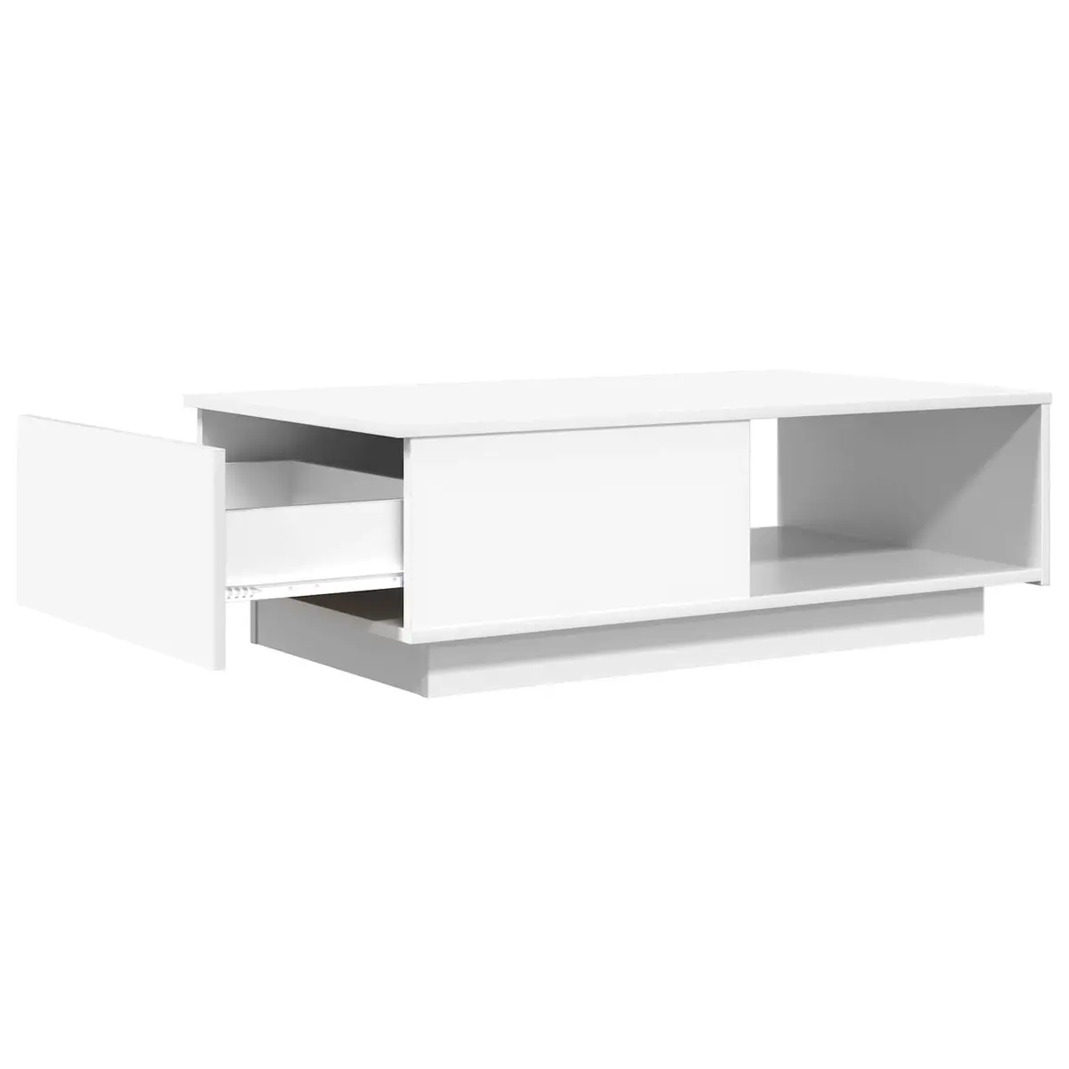 Coffee Table with Drawer White Rectangular Living Room Accent Furniture Storage