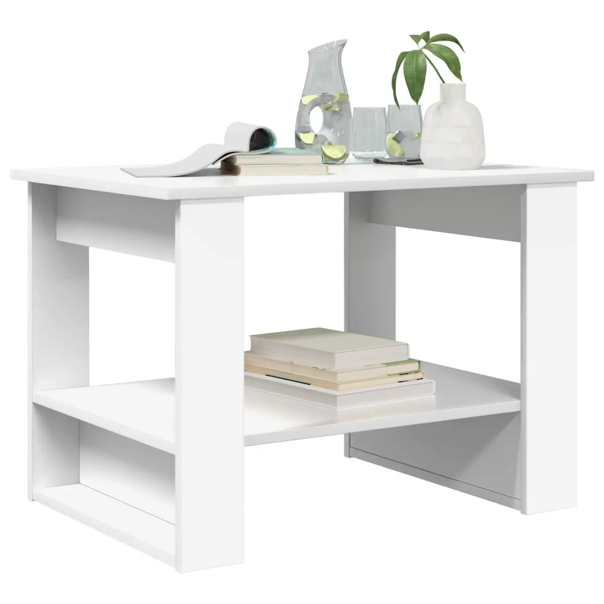 White Coffee Table 72x50x50cm Engineered Wood Modern Living Room Accent