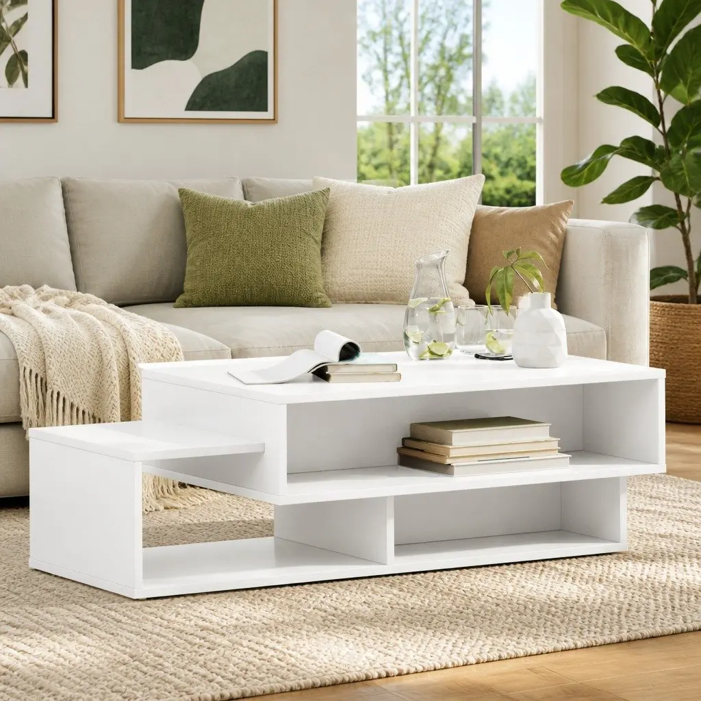 Coffee Table in White with Storage
