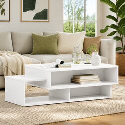 Reliable Modern Coffee Table in White with Storage