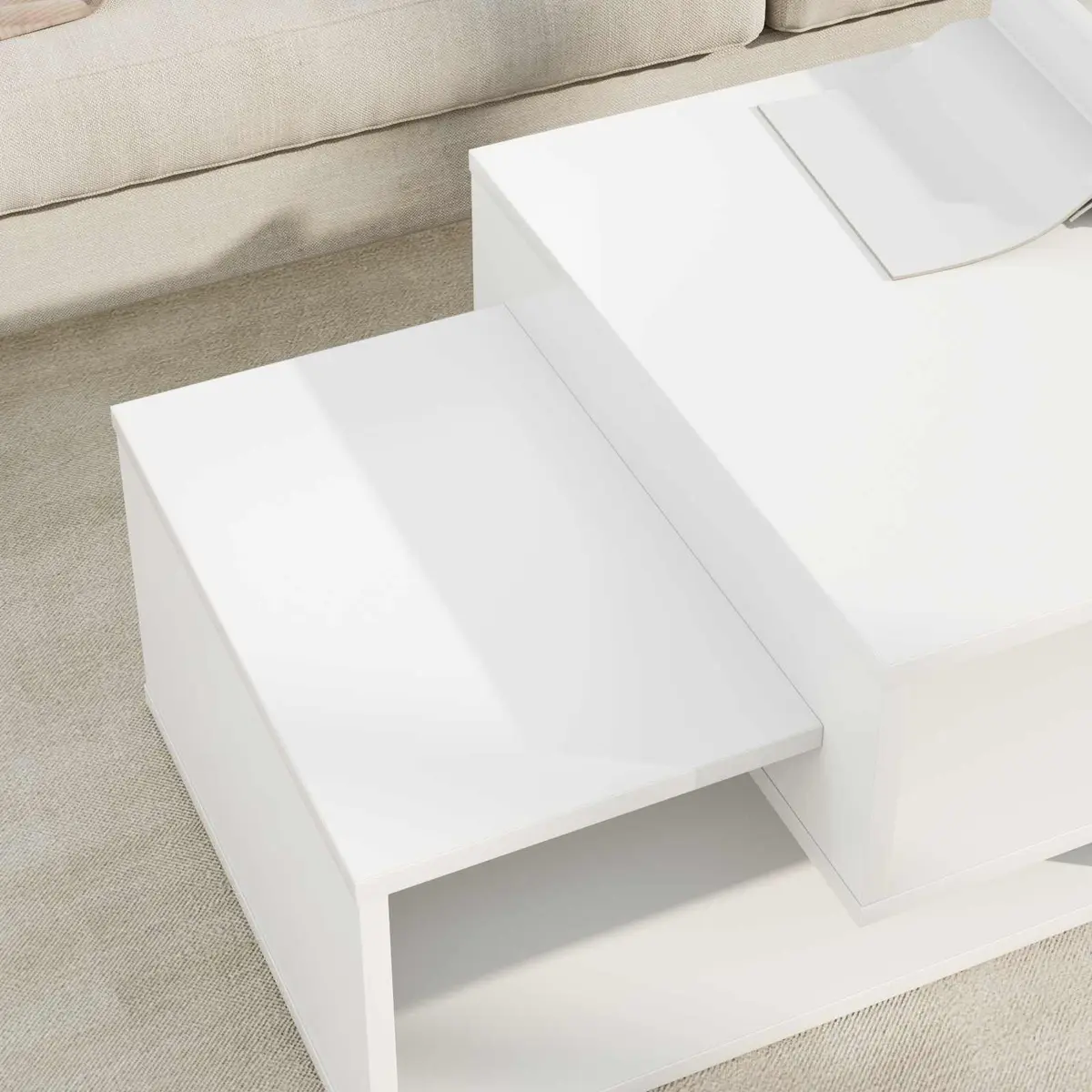 Coffee Table in White with Storage