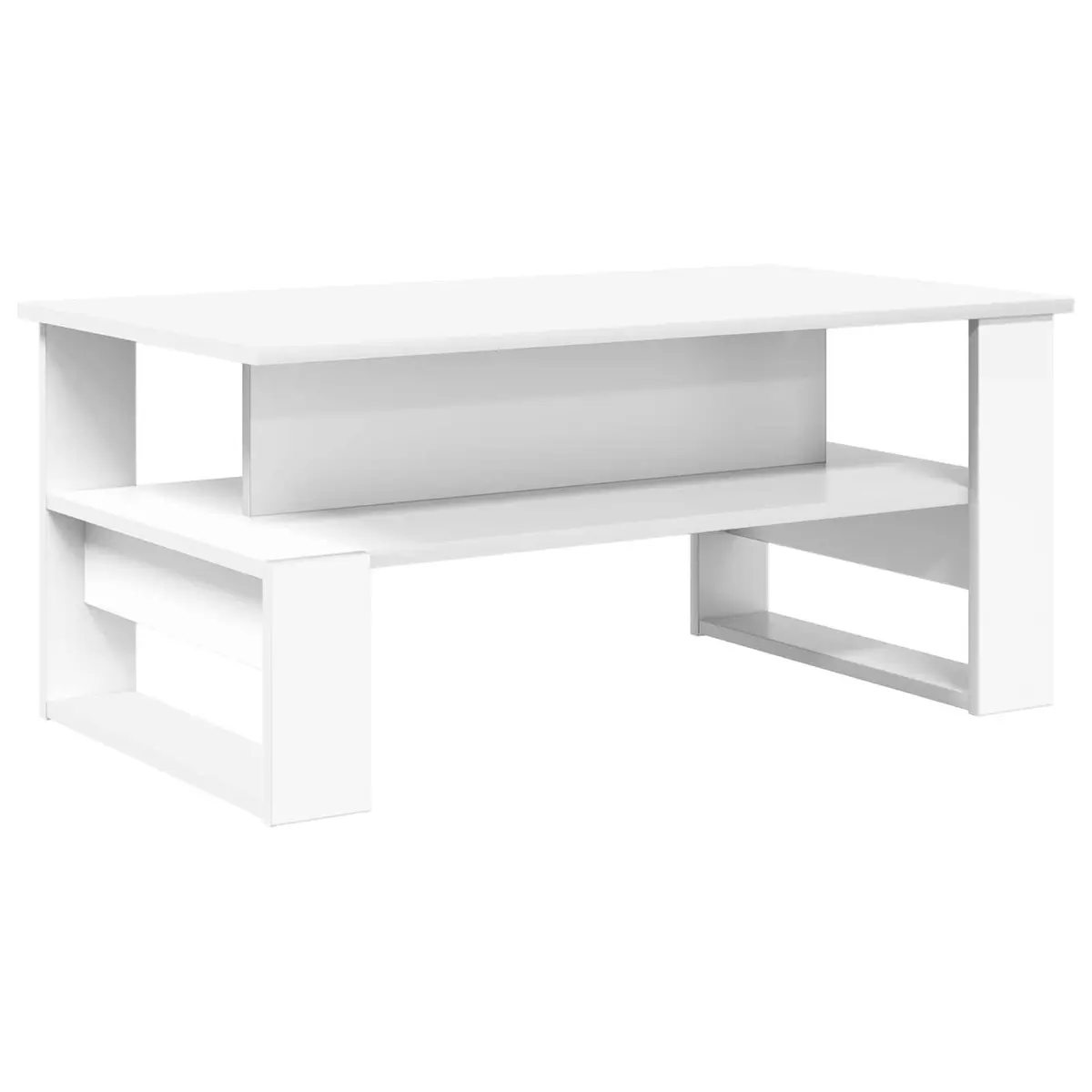 Coffee Table White Rectangular Modern Living Room Accent Furniture Engineered