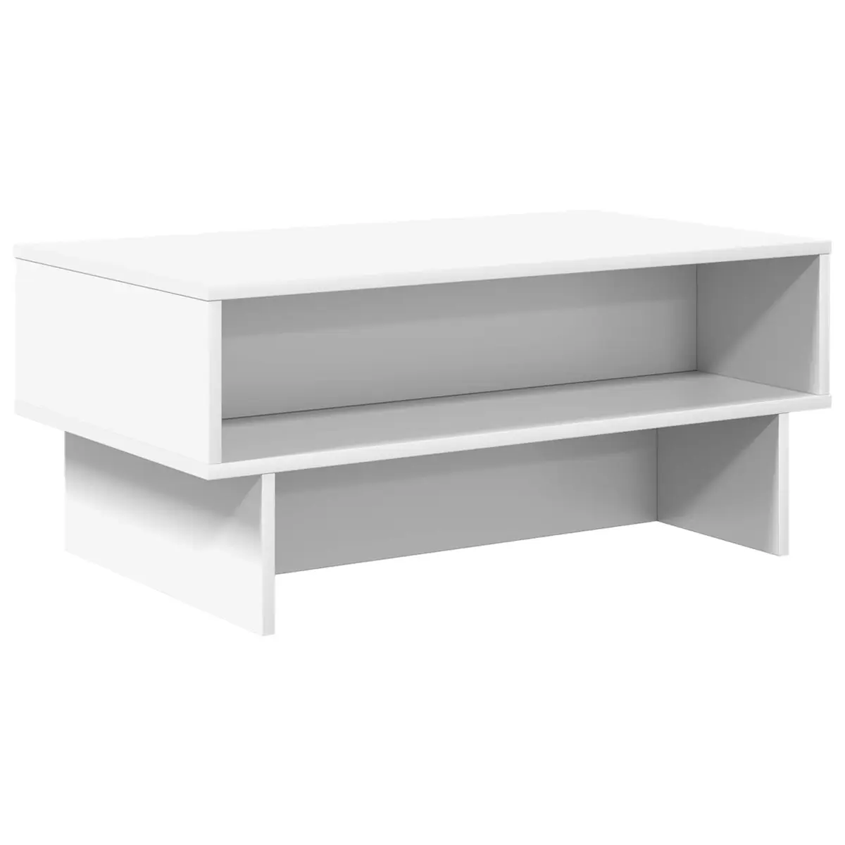 Coffee Table Storage Shelves 80 x 46 x 35 cm White Modern Engineered Wood