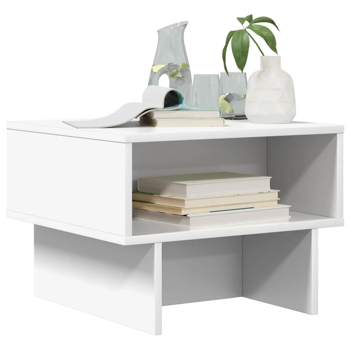 Coffee Table Modern Living Room Accent Furniture 48 x 46 x 35 cm White Engineered Wood Storage