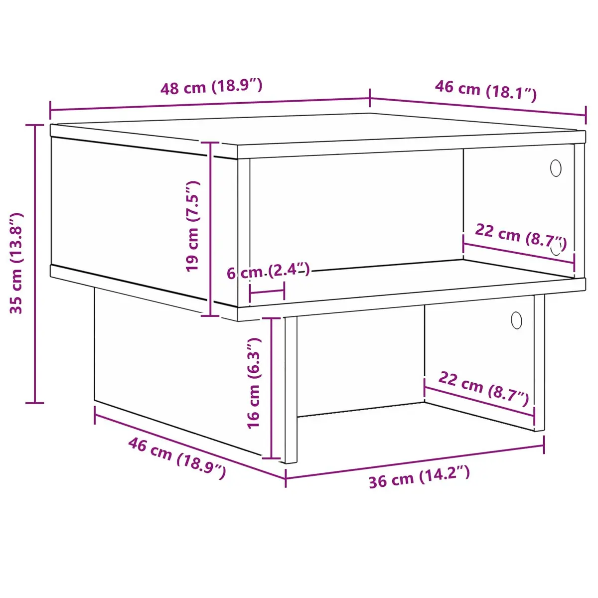 Coffee Table Modern Living Room Accent Furniture 48 x 46 x 35 cm White Engineered Wood Storage