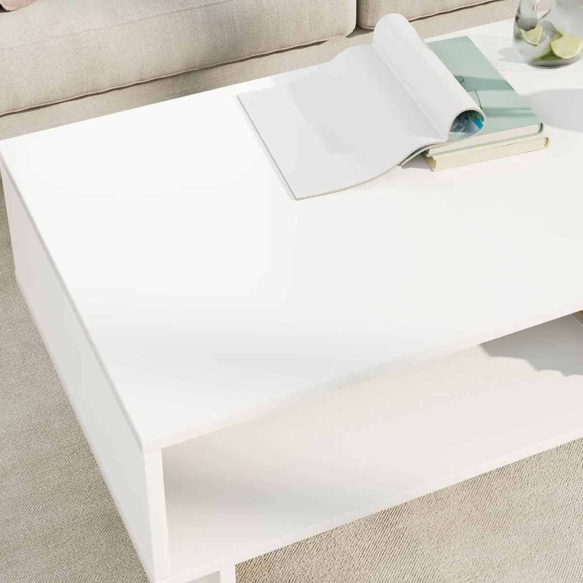 White Coffee Table with Storage Solutions