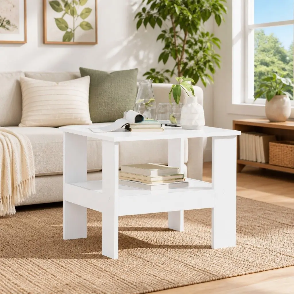 Coffee Table Modern Living Room Furniture 57x55x45cm White