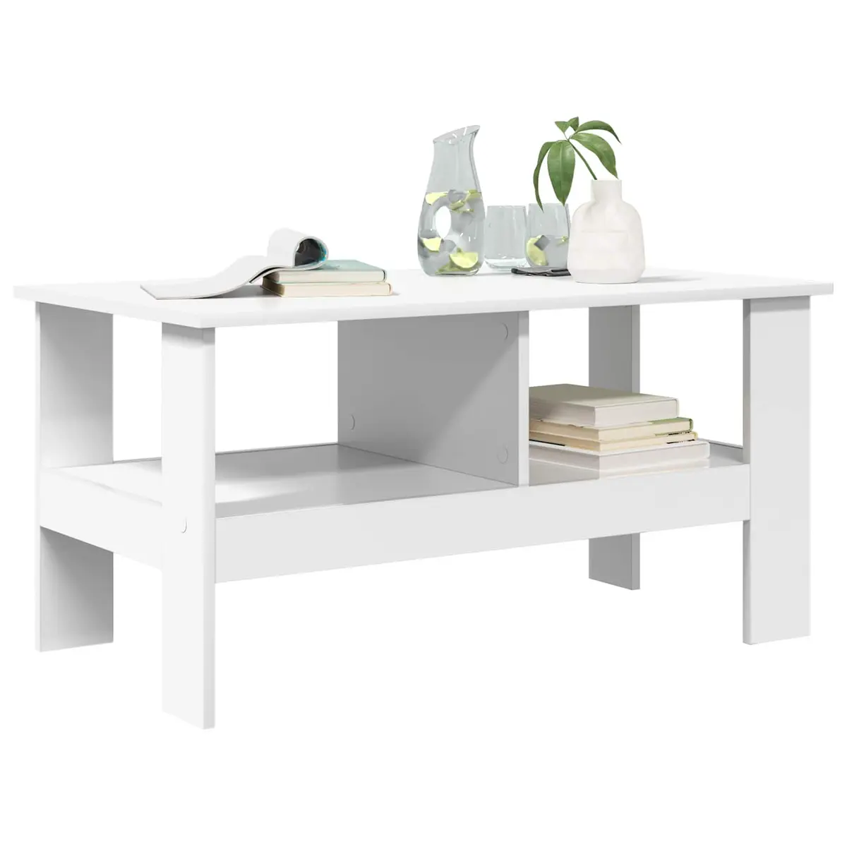 Coffee Table White Modern Living Room Storage 90 x 50 x 45 cm Engineered Wood