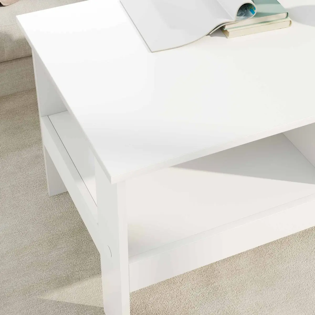 Coffee Table White Modern Living Room Storage 90 x 50 x 45 cm Engineered Wood