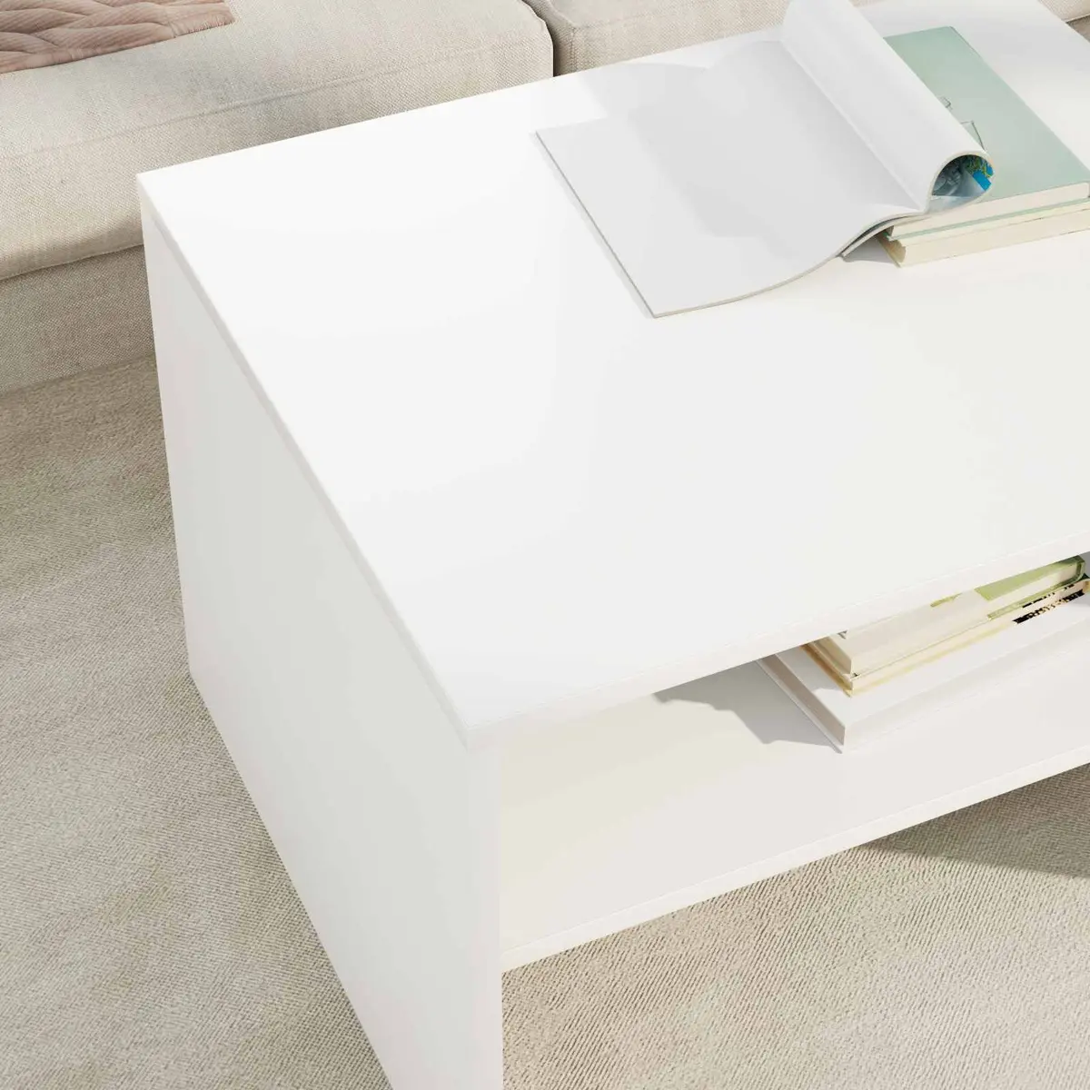 White Coffee Table with Storage Options