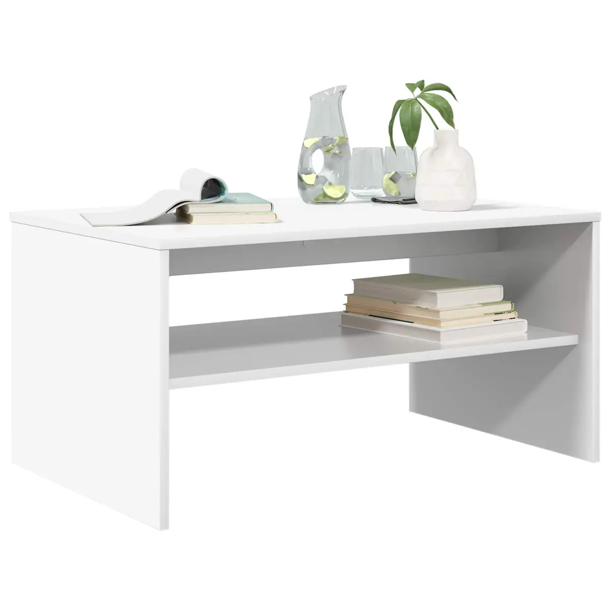 Coffee Table Modern Rectangular White Indoor Living Room Storage