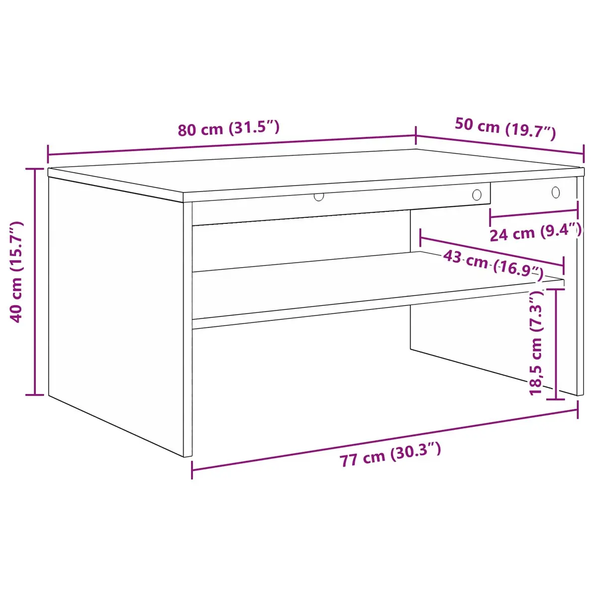 Coffee Table Modern Rectangular White Indoor Living Room Storage