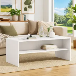 Reliable White Rectangular Coffee Table with Practical Storage