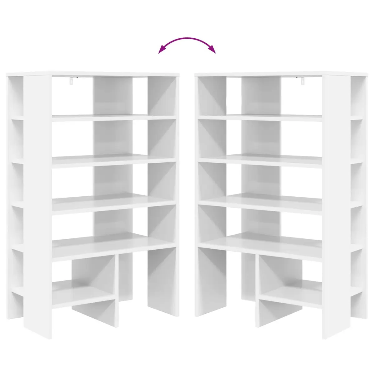 Shoe Cabinet 2 pcs Shelved Storage Organiser Modern White Hallway Entryway