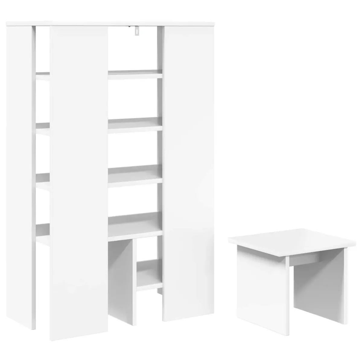 Shoe Cabinet 2 pcs Shelved Storage Organiser Modern White Hallway Entryway