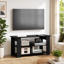 TV Stand Black Oak Modern Living Room Media Console Storage Unit 100x40x50cm