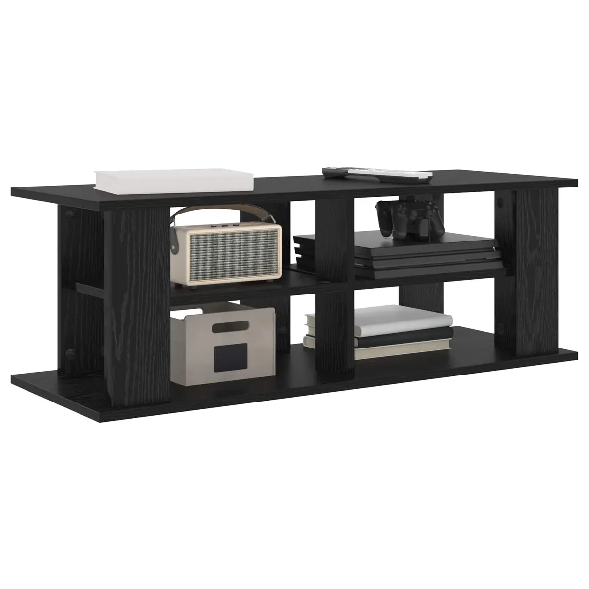 TV Stand Modern Living Room Media Console Storage 96cm Black Oak