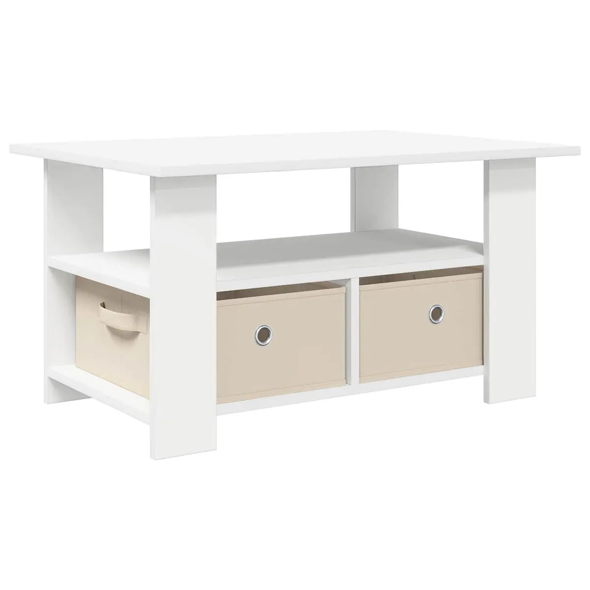 Coffee Table Storage Drawer White Engineered Wood 77 x 55 x 42 cm