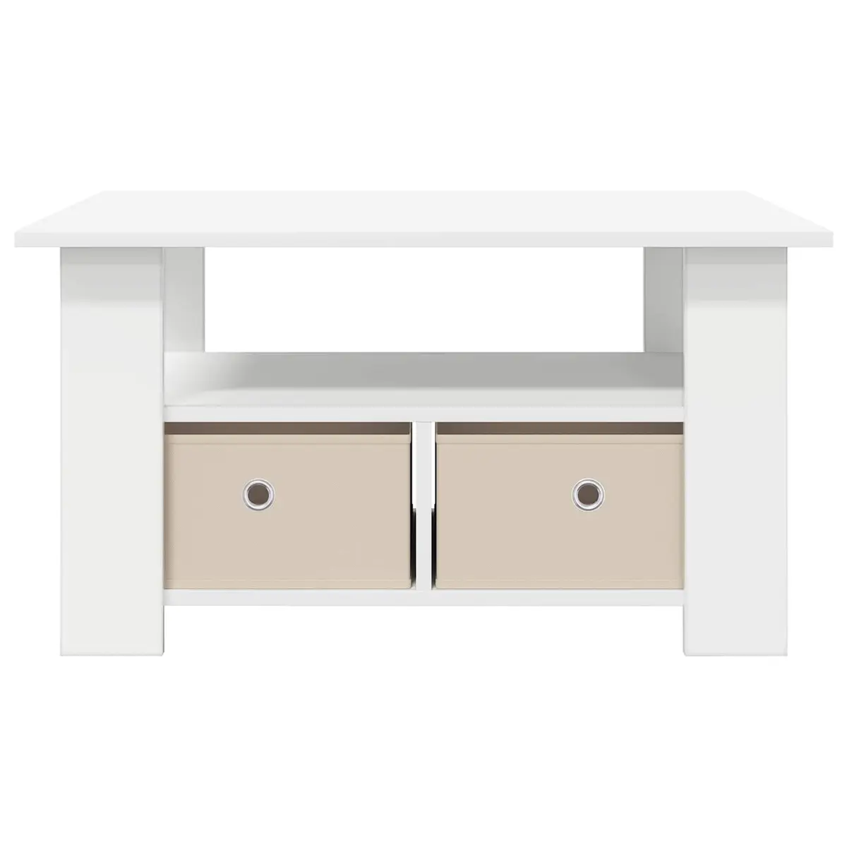 Coffee Table Storage Drawer White Engineered Wood 77 x 55 x 42 cm