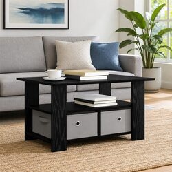 Versatile Black Coffee Table with Storage Drawers