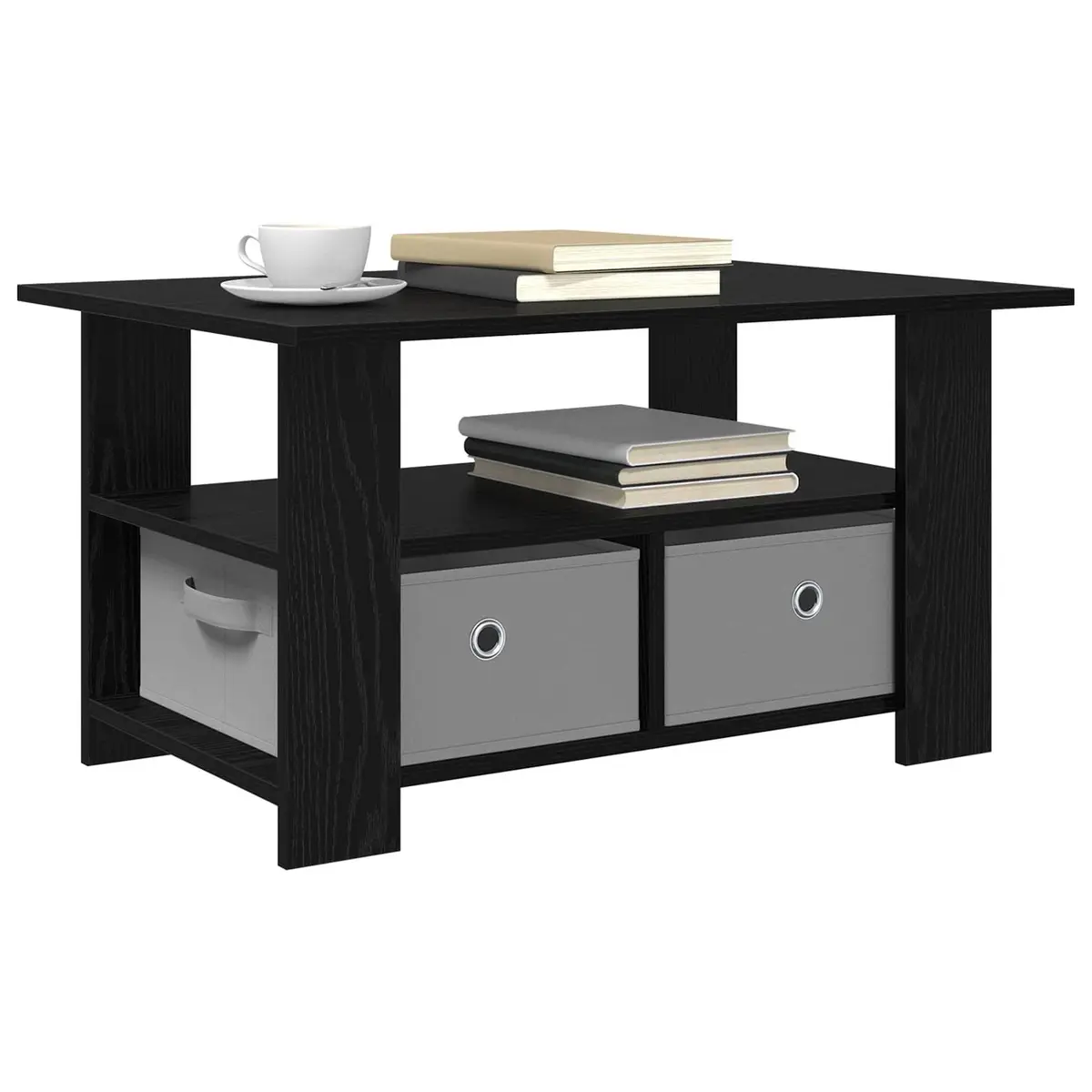 Black Coffee Table with Storage Drawers