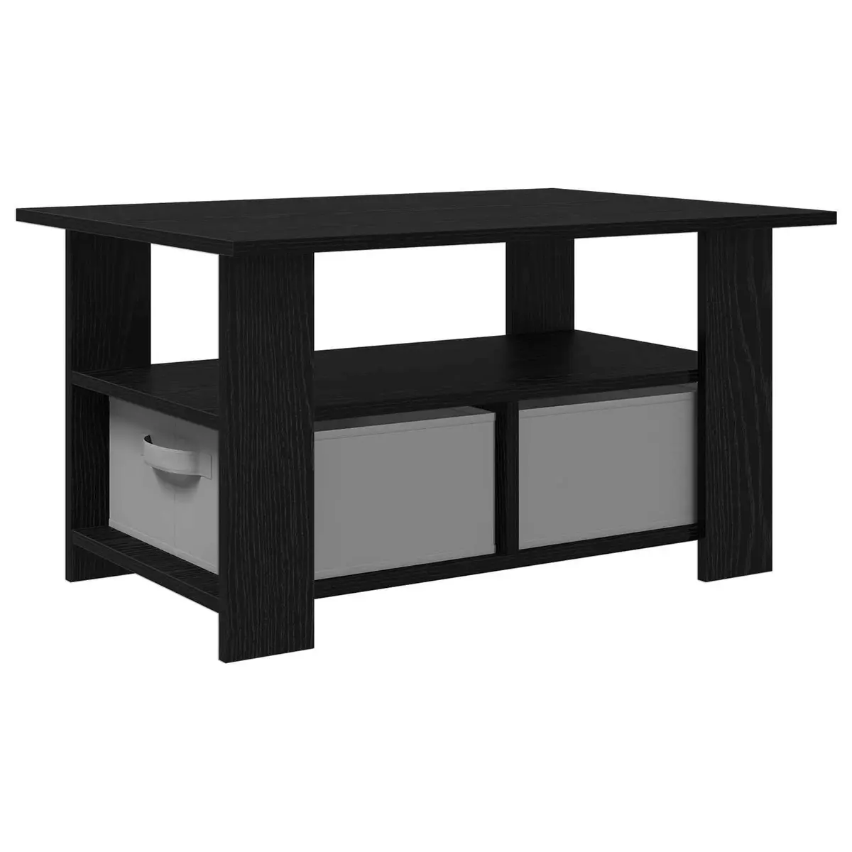 Black Coffee Table with Storage Drawers