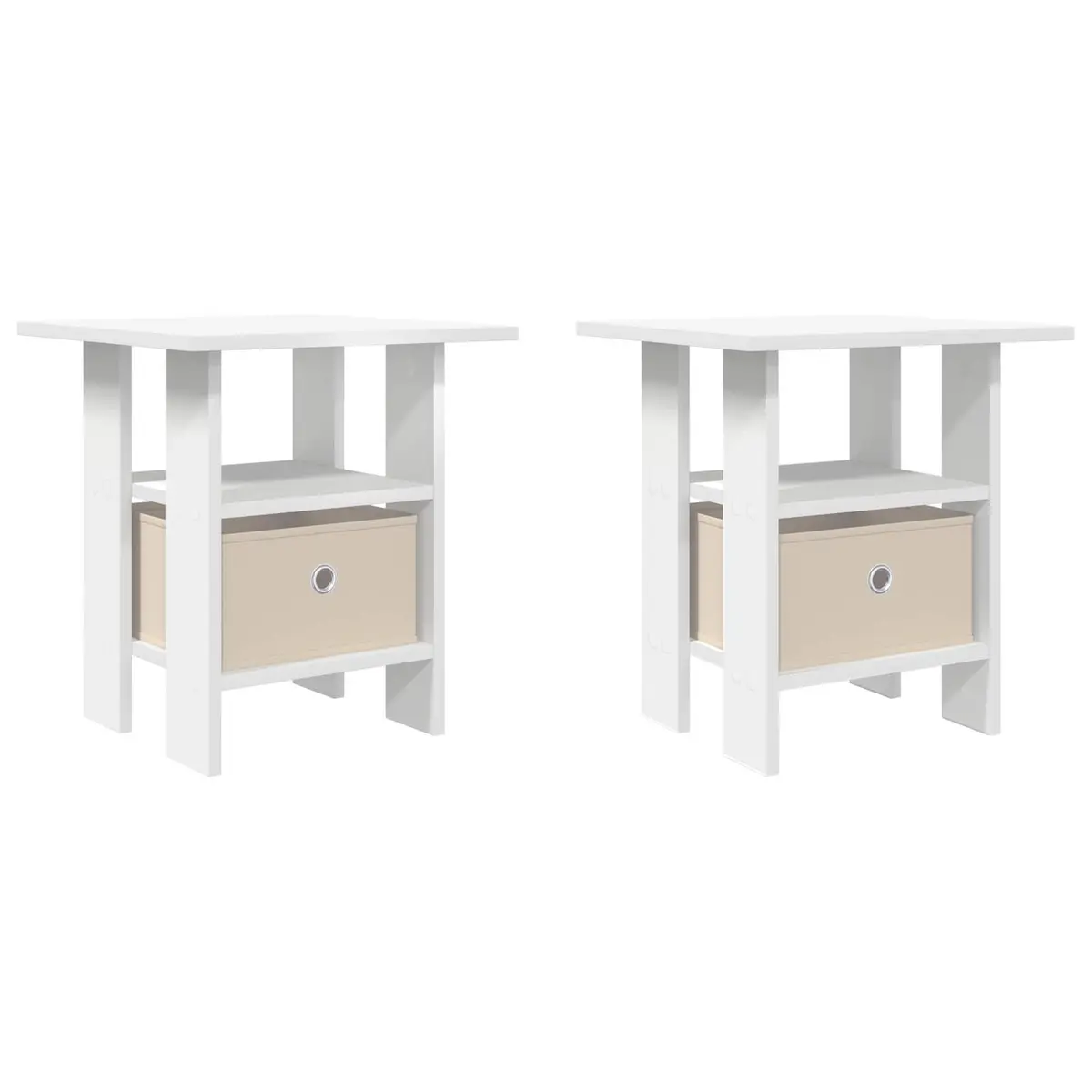 Bedside Table 2 pcs White 41 x 40 x 45 cm Engineered Wood Storage Drawer Shelf