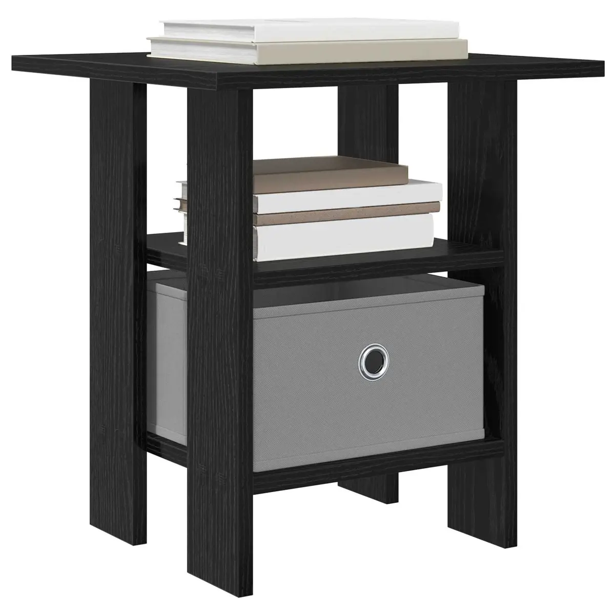Bedside Table 2 pcs Black Modern Bedroom Furniture Nightstand Storage Drawer