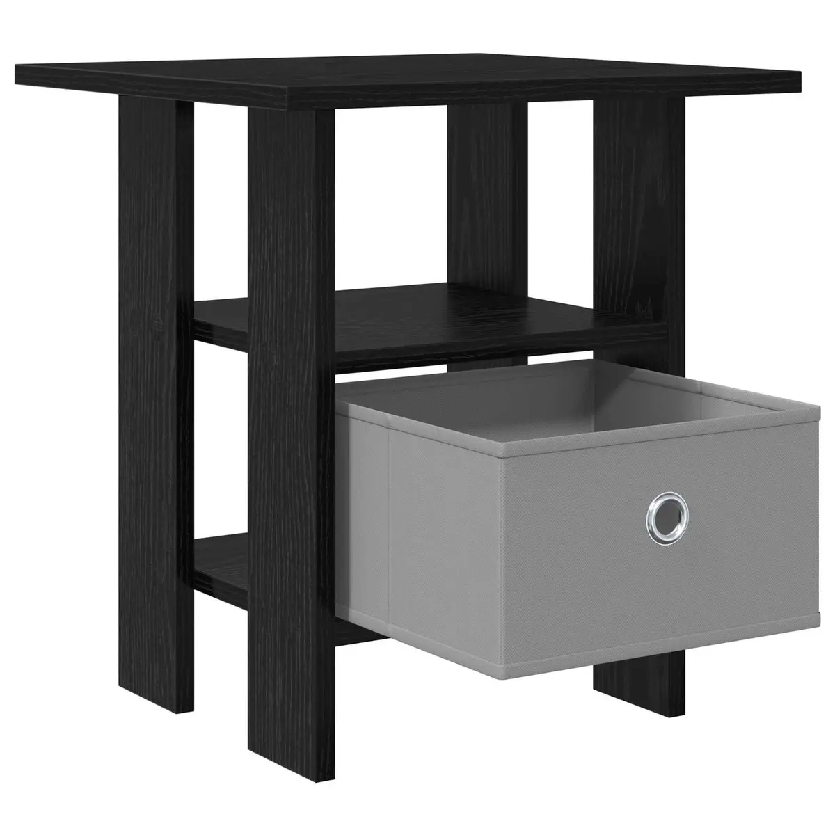 Bedside Table 2 pcs Black Modern Bedroom Furniture Nightstand Storage Drawer