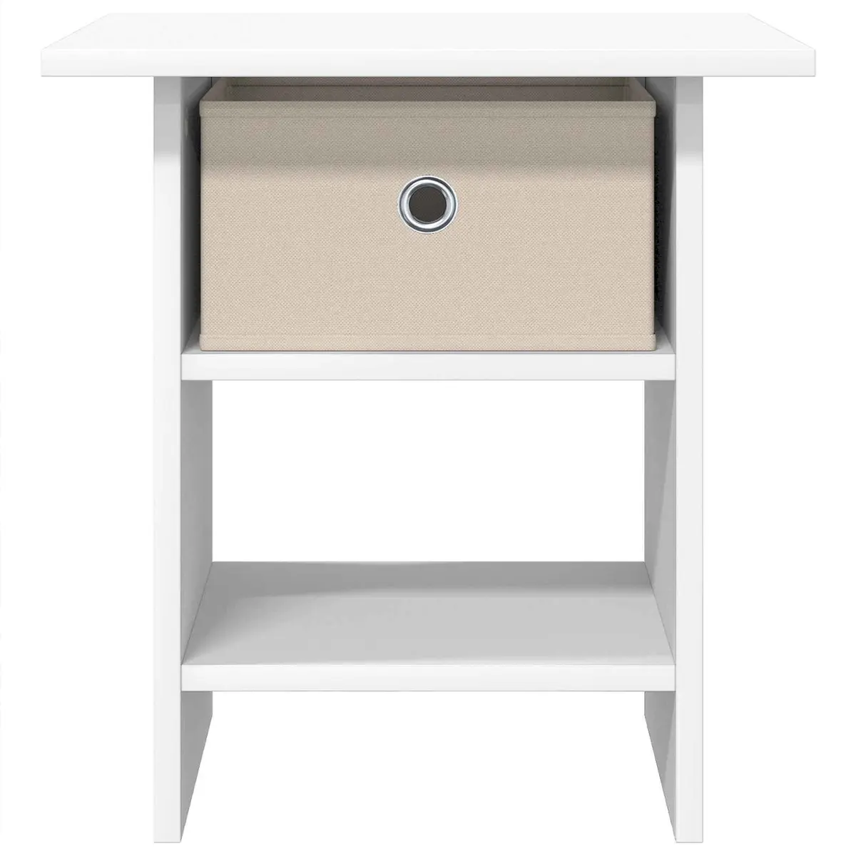 Bedside Table 2 pcs White Modern Bedroom Nightstand Storage Drawer Shelf Compact
