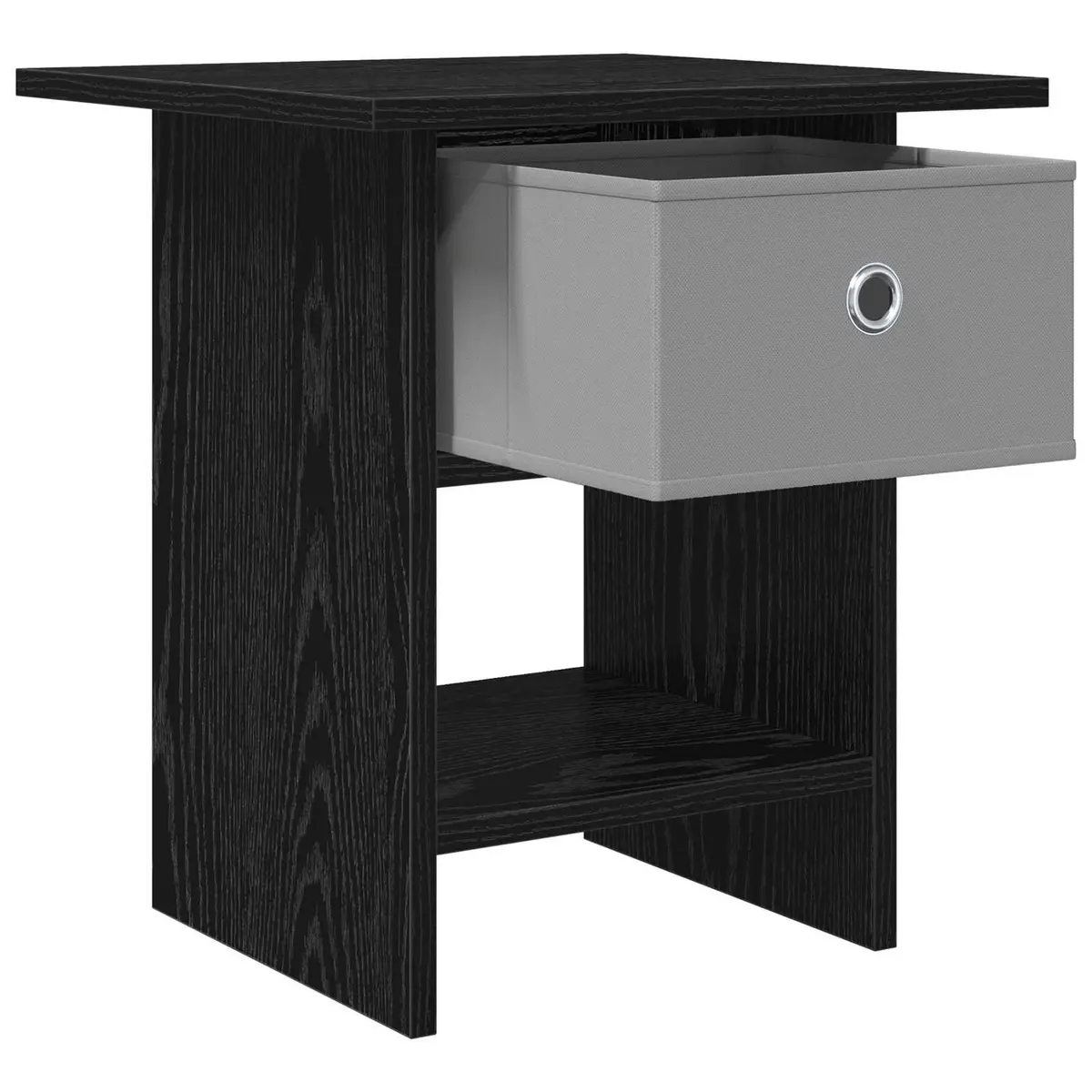 Bedside Table 2 pcs Black Modern Design Compact Bedroom Storage Nightstand